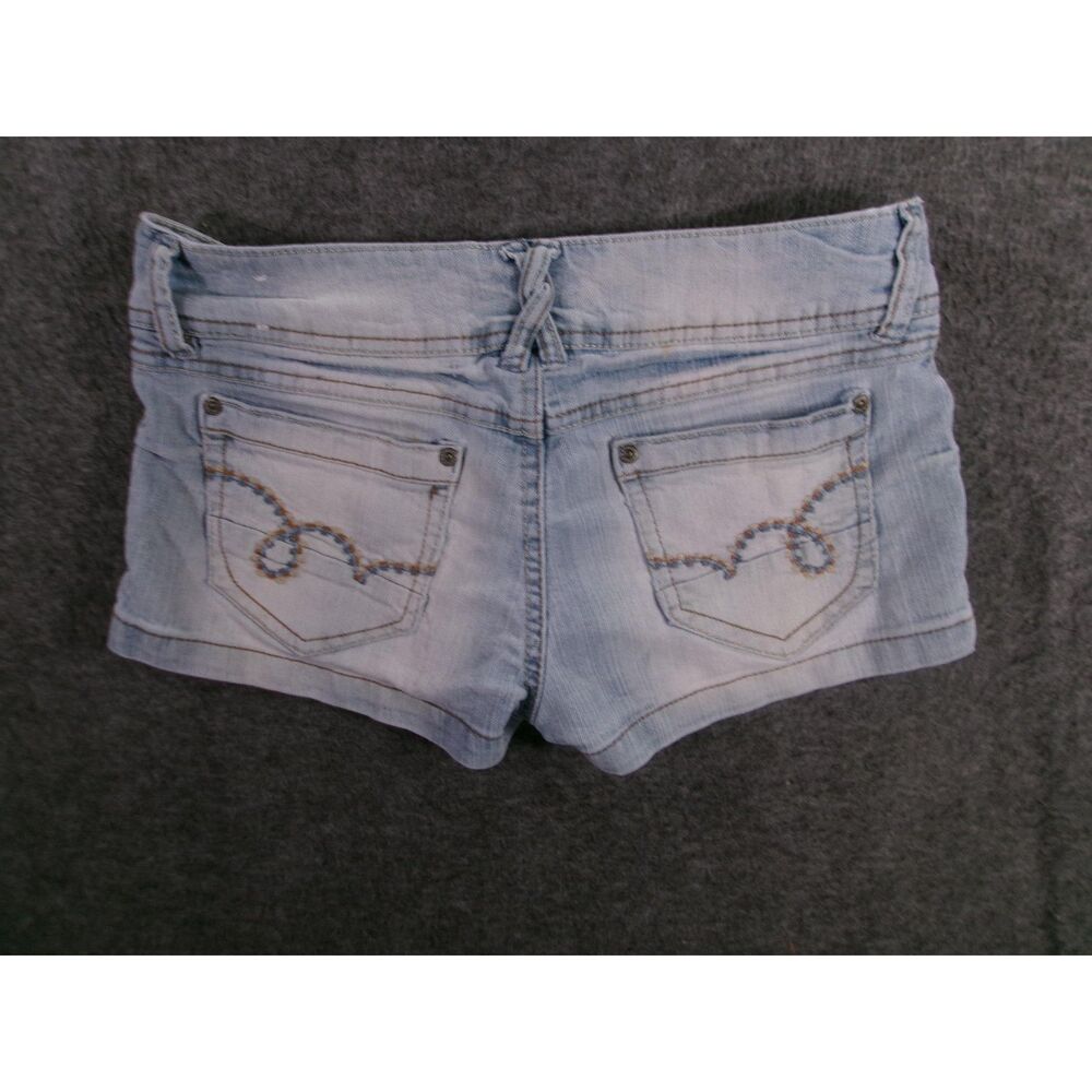 Bongo Shorts Women 7 Blue Jorts Distressed Biker Daisy Duke Booty Y2K - Picture 10 of 12